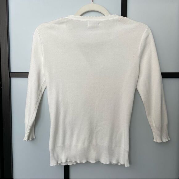 [xs/s] GAP Women’s White Ribbed Knit 100% Cotton Button Down 90s Baby Cardigan - Picture 7 of 15